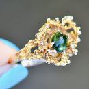 Vintage Abstract Modernistic Green Tourmaline Cabochon Ring