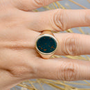 Vintage 1960s Large & Chunky Bloodstone 9ct Yellow Gold Signet Ring