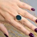 Vintage 1960s Large & Chunky Bloodstone 9ct Yellow Gold Signet Ring