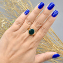 Vintage 1980s Bloodstone 9ct Yellow Gold Mens Oval Signet Ring