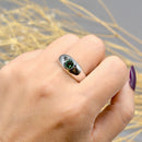 Mint-Teal Tourmaline 9ct White Gold Gypsy Set Signet Ring