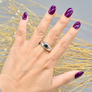 Mint-Teal Tourmaline 9ct White Gold Gypsy Set Signet Ring