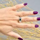 Mint-Teal Tourmaline 9ct White Gold Gypsy Set Signet Ring