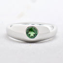 Mint-Teal Tourmaline 9ct White Gold Gypsy Set Signet Ring