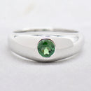 Mint-Teal Tourmaline 9ct White Gold Gypsy Set Signet Ring