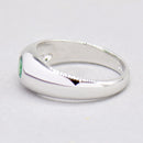 Mint-Teal Tourmaline 9ct White Gold Gypsy Set Signet Ring