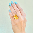 Large Citrine and White Zircon 9ct Yellow Gold Dress Ring (15.15cts)