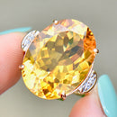 Large Citrine and White Zircon 9ct Yellow Gold Dress Ring (15.15cts)