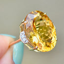 Large Citrine and White Zircon 9ct Yellow Gold Dress Ring (15.15cts)