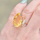 Large Citrine and White Zircon 9ct Yellow Gold Dress Ring (15.15cts)
