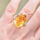 Large Citrine and White Zircon 9ct Yellow Gold Dress Ring (15.15cts)