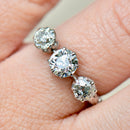 Art Deco 1.47cts Old European Cut Diamond 18ct White Gold Art Deco Trilogy Engagement Ring