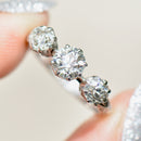 Art Deco 1.47cts Old European Cut Diamond 18ct White Gold Art Deco Trilogy Engagement Ring