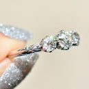 Art Deco 1.47cts Old European Cut Diamond 18ct White Gold Art Deco Trilogy Engagement Ring