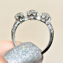 Art Deco 1.47cts Old European Cut Diamond 18ct White Gold Art Deco Trilogy Engagement Ring