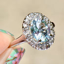 Vintage Aquamarine and Diamond Halo Ring (1.43cts)