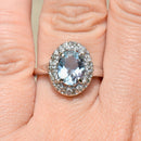 Vintage Aquamarine and Diamond Halo Ring (1.43cts)