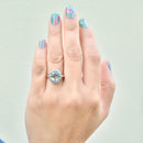 Vintage Aquamarine and Diamond Halo Ring (1.43cts)