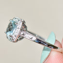 Aquamarine & Diamond 9ct White Gold Cushion Cluster Ring