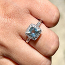 Aquamarine & Diamond 9ct White Gold Cushion Cluster Ring