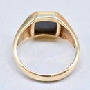 Vintage 1970s Octagon Onyx 9ct Yellow Gold Mens Signet Ring