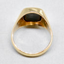 Vintage 1970s Hematite Intaglio 9ct Yellow Gold Mens Rectangle Signet Ring