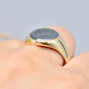 Vintage 1960s Hematite Intaglio 9ct Yellow Gold Mens Signet Ring