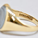 Vintage 1960s Hematite Intaglio 9ct Yellow Gold Mens Signet Ring