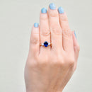 1990s Blue Sapphire and Diamond 18ct Yellow Gold Trilogy Engagement Ring (1.60cts)