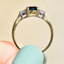 1990s Blue Sapphire and Diamond 18ct Yellow Gold Trilogy Engagement Ring (1.60cts)