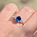 1990s Blue Sapphire and Diamond 18ct Yellow Gold Trilogy Engagement Ring (1.60cts)