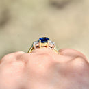 1990s Blue Sapphire and Diamond 18ct Yellow Gold Trilogy Engagement Ring (1.60cts)