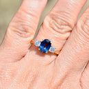 1990s Blue Sapphire and Diamond 18ct Yellow Gold Trilogy Engagement Ring (1.60cts)