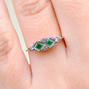 Art Deco 1930s Emerald and Diamond Platinum & 18ct Yellow Gold Ring