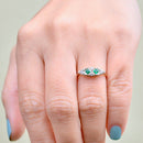 Art Deco 1930s Emerald and Diamond Platinum & 18ct Yellow Gold Ring