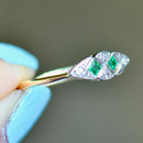Art Deco 1930s Emerald and Diamond Platinum & 18ct Yellow Gold Ring