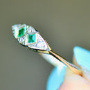 Art Deco 1930s Emerald and Diamond Platinum & 18ct Yellow Gold Ring