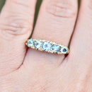 Vintage 1960s Aquamarine Five-Stone 9ct Yellow Gold Ring