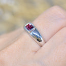 Rhodolite (Pyrope-Almandine Garnet) 9ct White Gold Flush Gypsy Set Band