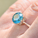 Vintage Blue Zircon 9ct White Gold Solitaire Ring (3.77cts)
