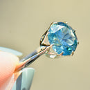 Vintage Blue Zircon 9ct White Gold Solitaire Ring (3.77cts)
