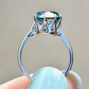 Vintage Blue Zircon 9ct White Gold Solitaire Ring (3.77cts)