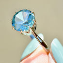 Vintage Blue Zircon 9ct White Gold Solitaire Ring (3.77cts)