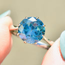 Vintage Blue Zircon 9ct White Gold Solitaire Ring (3.77cts)