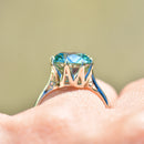 Vintage Blue Zircon 9ct White Gold Solitaire Ring (3.77cts)