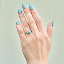 Art Deco Blue Zircon and Diamond 18ct White Gold & Platinum Ring (1.72cts)