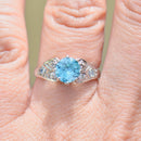 Art Deco Blue Zircon and Diamond 18ct White Gold & Platinum Ring (1.72cts)