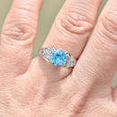 Art Deco Blue Zircon and Diamond 18ct White Gold & Platinum Ring (1.72cts)