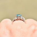Art Deco Blue Zircon and Diamond 18ct White Gold & Platinum Ring (1.72cts)