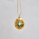 Antique Victorian Forget-me-not Locket Pendant | Seed Pearl & Turquoise | 9ct Yellow & Rose Gold Front and Back